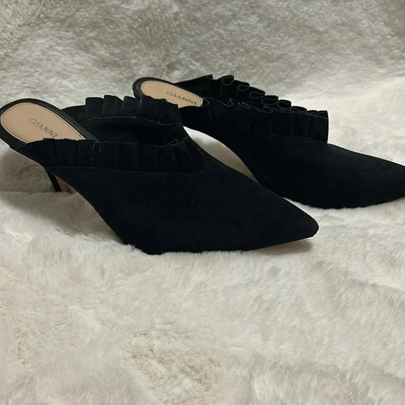 Gianni Bini Ruffled Suede Heels - Picture 3 of 7